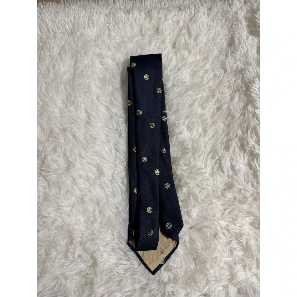 Frame Tie Navy Blue One Size Mens Geometric Logo Pattern Formal Accessory